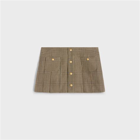 celine wrap mini skirt plaid|PLEATED BANDEAU MINI SKIRT IN LINEN AND .